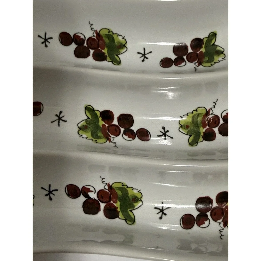California Pantry Olive/Pickle Ceramic Serving Dish Divided Snack Appetizer 6x8